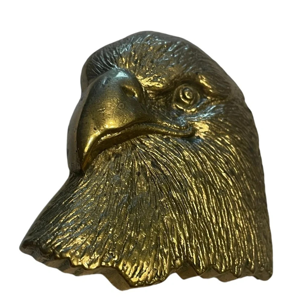 Vintage solid brass 1978 eagle head belt buckle